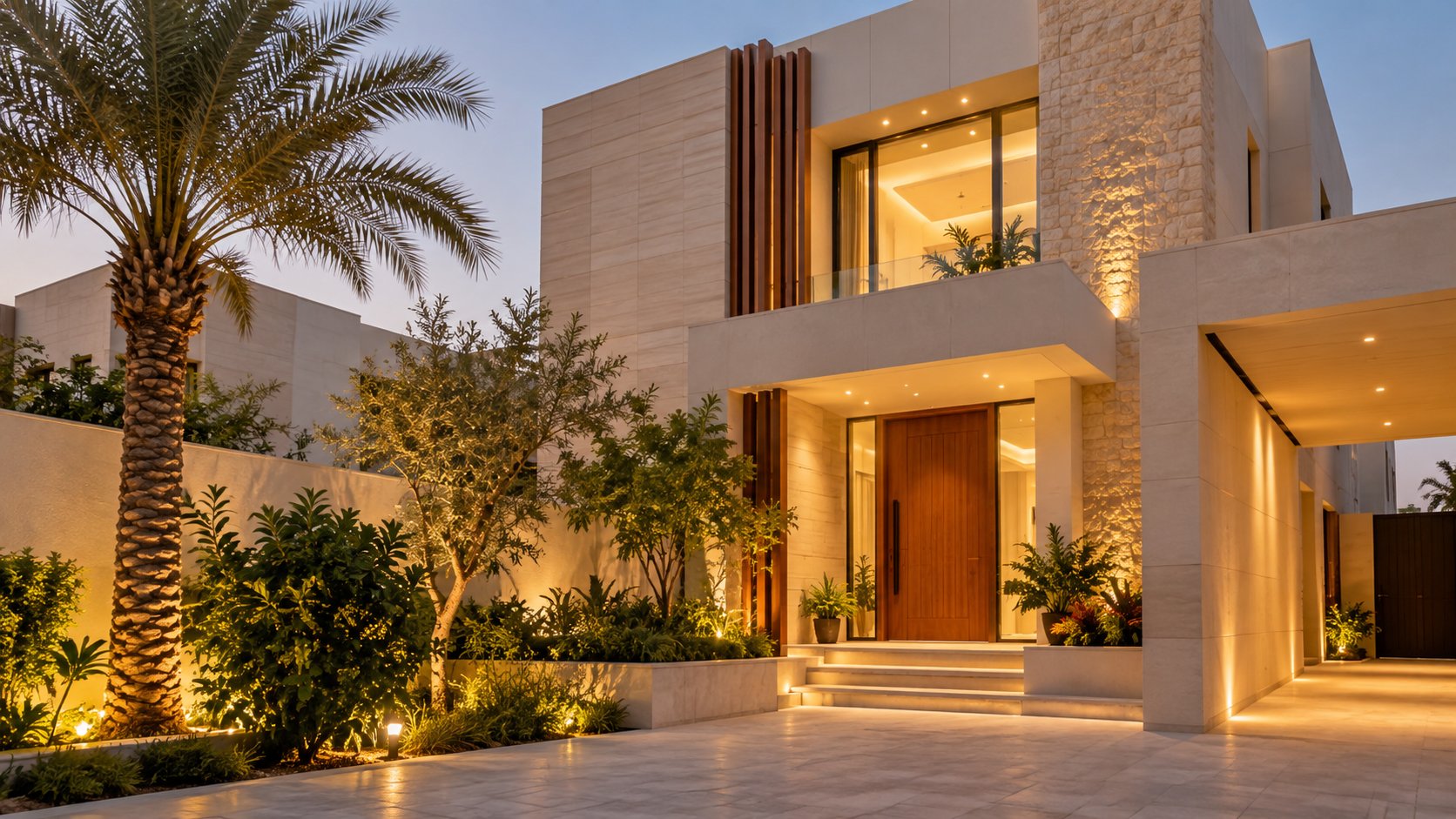 واجهة منزل سكني مكتمل البناء